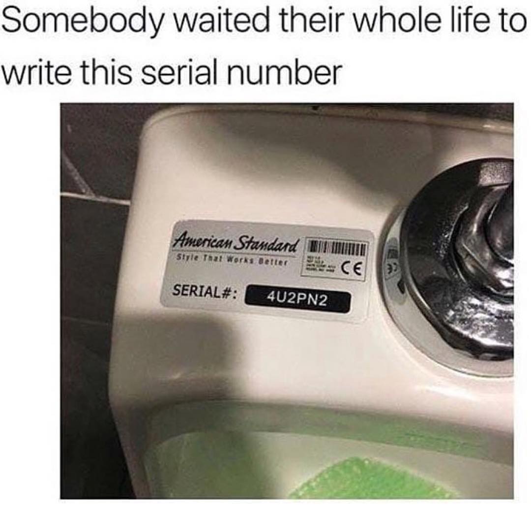 Plumbing Meme: Somebody waited their whole life to write this serial number