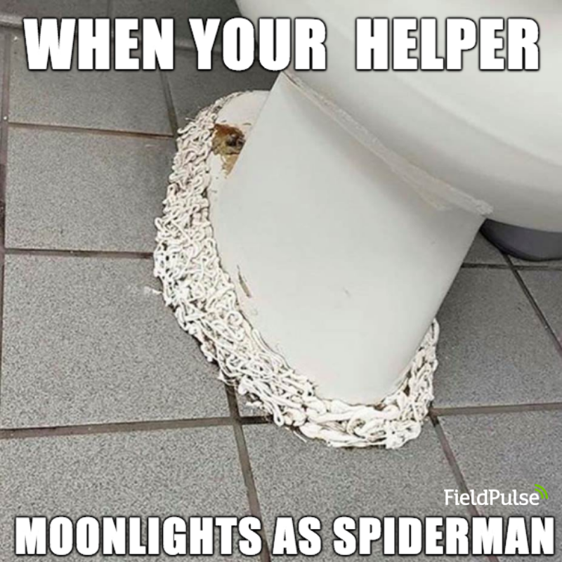 Plumbing Meme: When your helper moonlights as spider-man