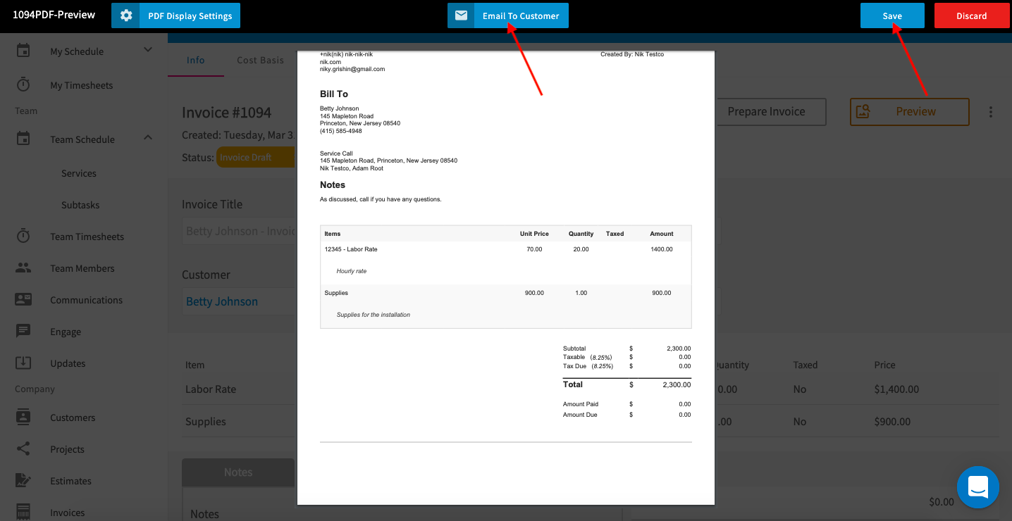 How to Create an Invoice in FieldPulse - Step 3